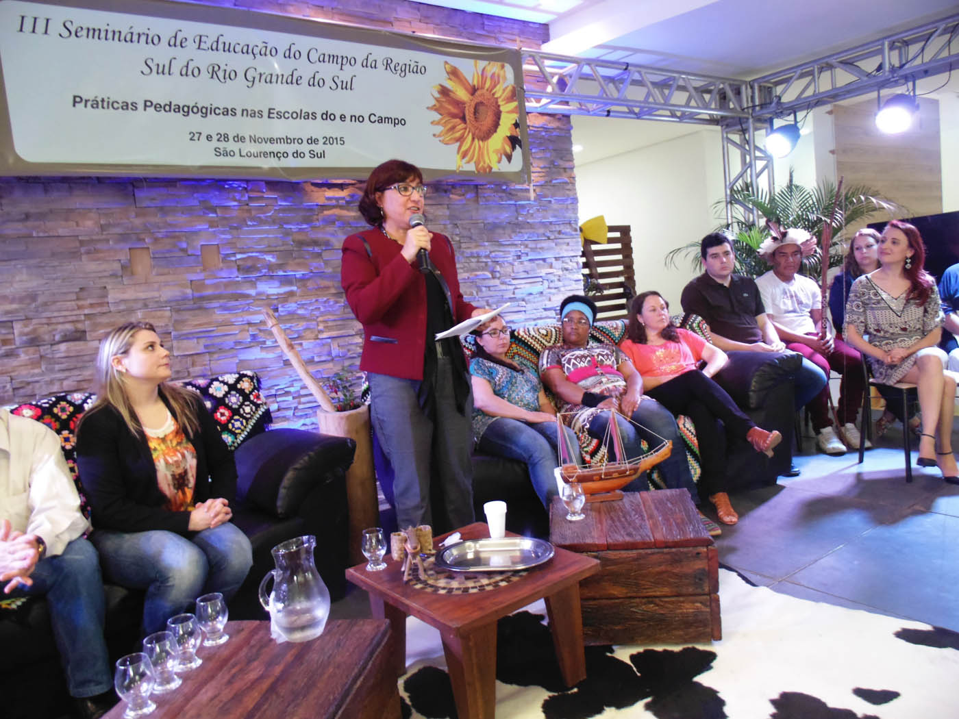 Participação da reitora da FURG, Cleuza Dias, durante a cerimônia de abertura